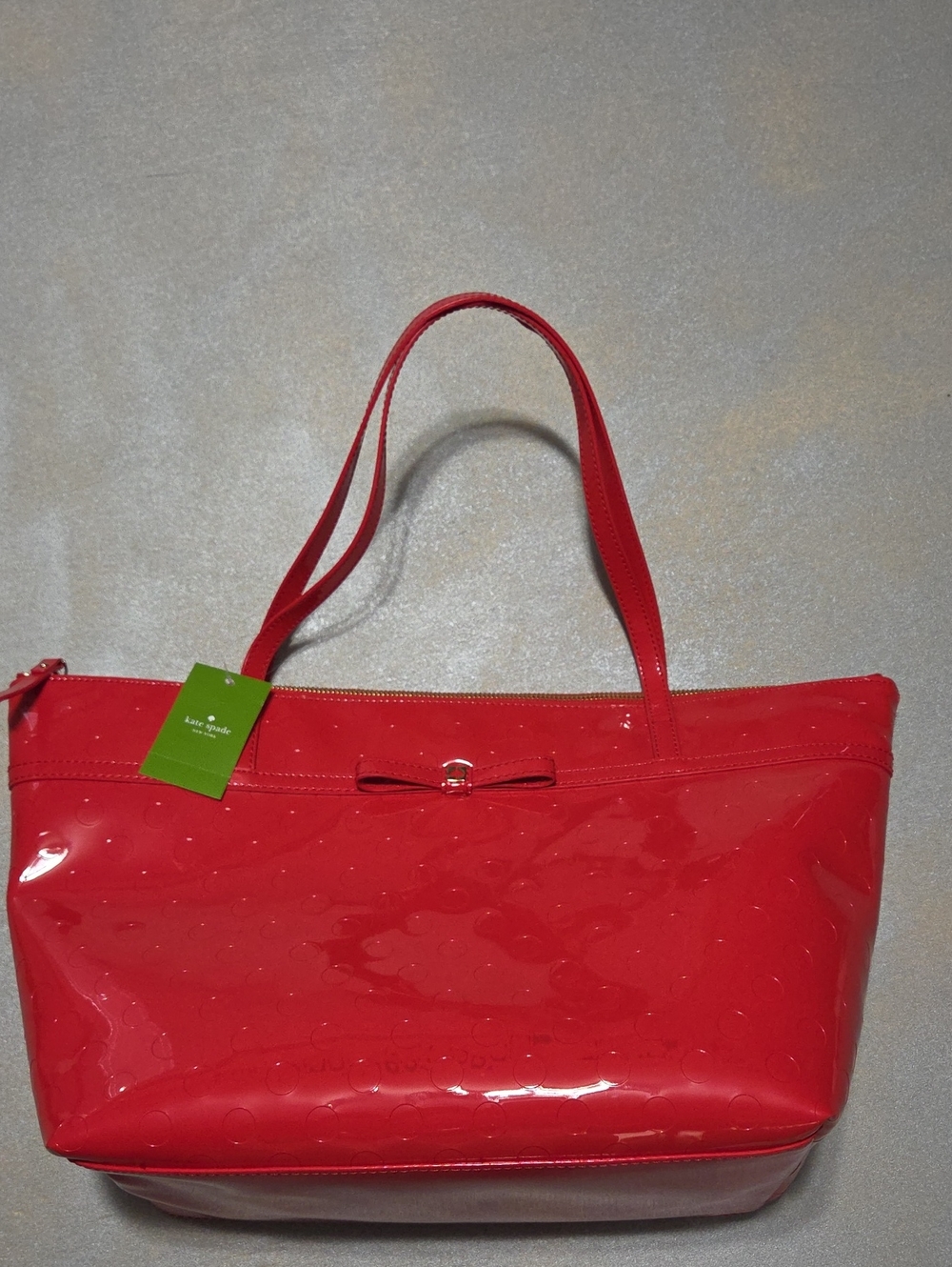 kate spade Red Patent Tote with Bow Accent New..bag Included